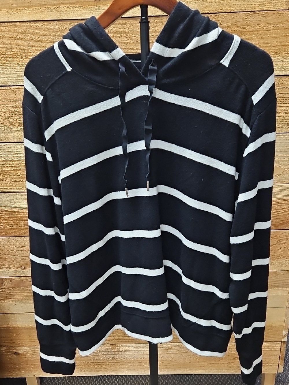 Sonoma Black and White Striped Cowl Sweater